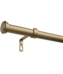 Exclusive Home Topper 1" Curtain Rod and Coordinating Finial Set, Gold, Adjustable 66"-120"