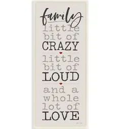 Stupell Porch & Den Little Bit of Crazy Whole Lot of Love Family Wall Plaque Art - 7 x 17