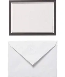  Single Panel Blank Cards with Envelopes, White with Black Border white, black