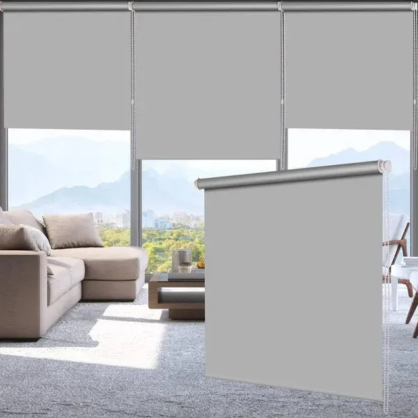 100%Blackout Waterproof Fabric Window Roller Shades,Thermal Insulated,UV Protect