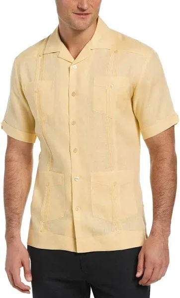 Cubavera Men's 100% Linen Short Sleeve Button-Down Guayabera Shirt with Four Pockets