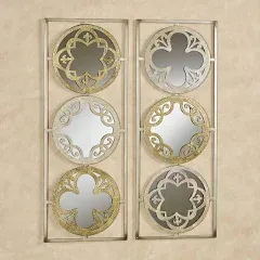 Touch of Class Rheanne Mirrored Wall Art Set of Two - Metal, Glass - Gold, Champagne Gold, Silver - Medallion Home Decor for Bedroom, Living Room, Dining Room, Office, Hallway, Foyer