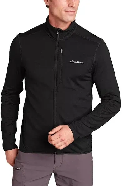 Eddie Bauer Men's Activator Grid Fleece Full-Zip - Black - Large