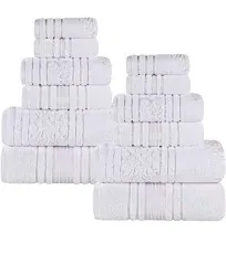 Superior Sadie Zero Twist Cotton Solid and Floral 12 Piece Towel Set