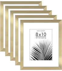 5 Pack of 9x12 Frames with 6x8 Mat - Plexiglass Cover - White