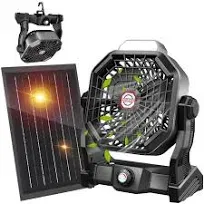 10400mAh Solar fan, Camping Fan with Solar Panel, 7W Rechargeable Solar Power...