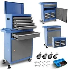 5-Drawer Rolling Tool Chest with Detachable Top, Tool Box, Liner, Universal Lockable Wheels