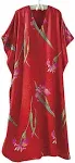 SAGEFINDS Beautiful Floral Caftan for Women | Ultimate Satin Comfort | Loungewear | Swimsuit Cover Up | Elegant Dress | One Size Fits Most Red