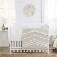 Sweet Jojo Designs Boho Fringe Linen Crib Bed Skirt