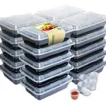 20 Pack Single 1 Compartment Meal Prep Containers with Lids, Food Storage B...