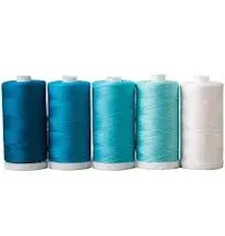 100% Cotton Thread Sets - 1200 Yard Spools Set of 5 - Seaside