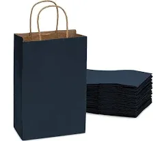 Prime Line Packaging 8x4x10 50 Pack Small Navy Blue Gift Bags with Handles,...