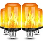  LED Flame Effect Fire Light Bulb, Upgraded 4 Modes Flickering Black-4 Pack