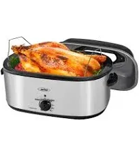 Sunvivi 24 Quart Electric Roaster Oven Turkey Roaster with Lid Electric Roasters with Removable Pan Large Roaster,Visible & Self-basting Lid