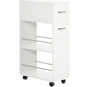 HOMCOM Utility Kitchen Cart, Rolling Kitchen Island, White