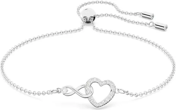 Swarovski Infinity Heart Bracelet ,White, Rhodium Plated