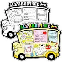 All About Me Student Posters- 40Pcs School Bus Read All About Me Star Student...