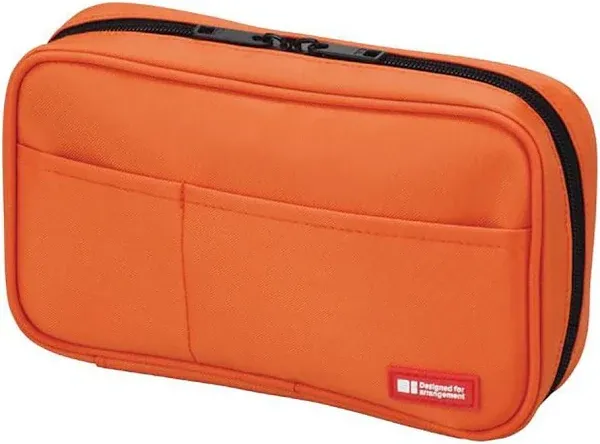 LIHIT LAB Zipper Pen Case, 7.9 × 2 × 4.7 Inches, Orange (A7551-4)