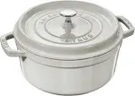 Staub 4-Quart Cast Iron Round Cocotte - White Truffle