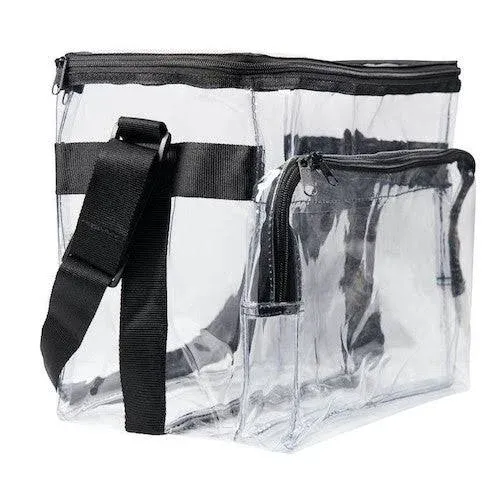 Large Clear Lunch Bag See Through Lunch Box /Adjustable Strap &amp; Front Storage