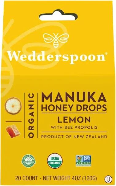 Wedderspoon Organic Manuka Honey Lemon Drops, 60 Count