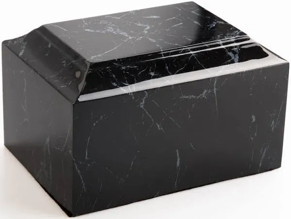 MAKEY'S Black Classic Cultured Marble Cremation Urn for Human Ashes Adult Male/Female, Professional Decorative Cremation Urn for Ashes