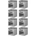 mDesign Fabric Nursery Storage Cube, Front Window/Handle, 8 Pack - Gray/Black