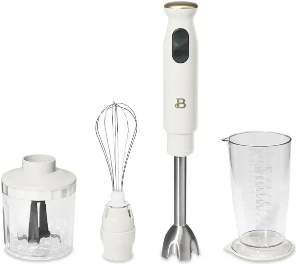 Beautiful 2-Speed Immersion Blender with Chopper &amp; Measuring Cup, White Icing by