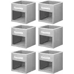 mDesign Fabric Baby Nursery Storage Cube with Front Window, 6 Pack - Gray/White