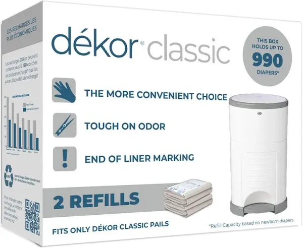 Diaper Dekor Classic Pail Refills, Most Economical Refill System White 