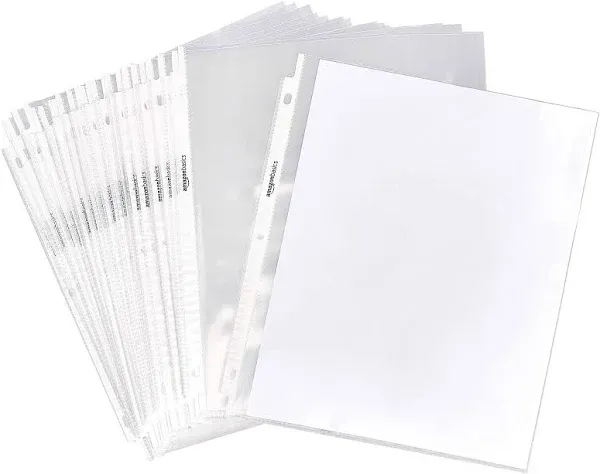 Amazon Basics Clear Sheet Protector for 3 Ring Binder