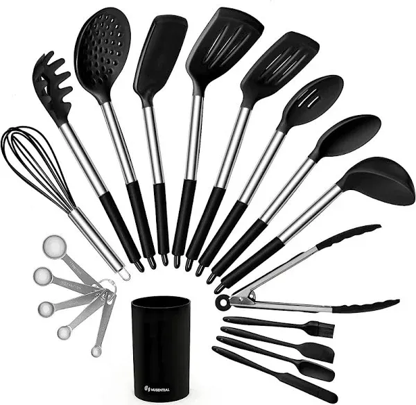 20-Piece Kitchen Utensil Set with Holder, Bpa-Free Silicone and Stainless Steel