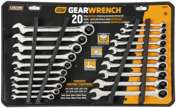 GearWrench SAE/Metric Ratcheting Wrench Set