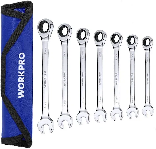 WorkPro 7-Piece Ratcheting Combination Wrench Set