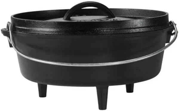 Lodge 10 Qt Deep Camp Dutch Oven + Camp Dutch Oven Lid Lifter (Black Finish)