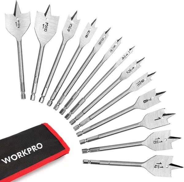 WORKPRO 13-Piece Spade Drill Bit Set in SAE