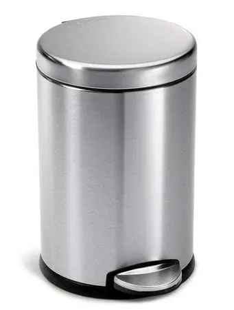 4.5 Liter / 1.2 Gallon round Bathroom Step Trash Can, Brushed Stainless Steel