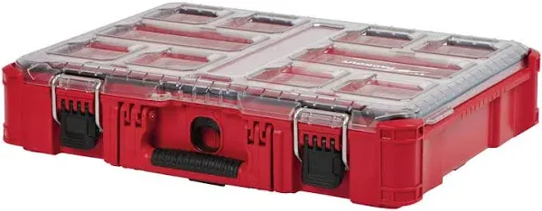 Fits Milwaukee 48-22-8430 10-Bin Impact Resistant Polymer Packout Organizer, IP65 Rated Weather Seal, With Radio and Light, Product Dimensions (In.) 19.76 x 15 x 4.61 In.