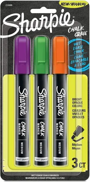 Sharpie Chalk Marker, Wet Erase, Medium - 3 chalk markers