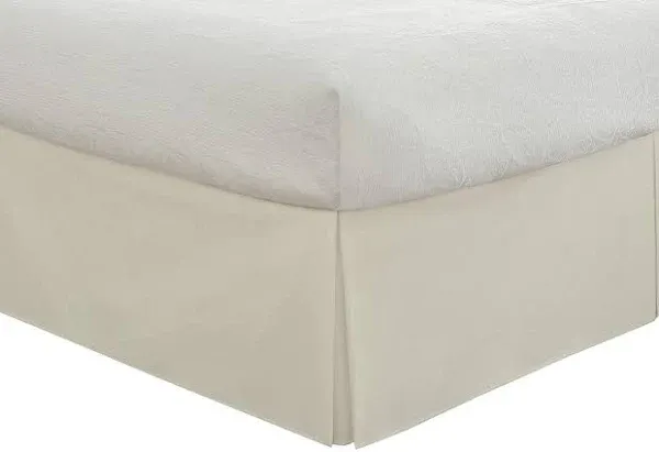 LUX Tailored Bed Skirt Classic 14" Drop Length Pleated Styling, California KING, Ivory