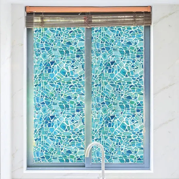 Brewster Blue Mosaic Adhesive Window Film