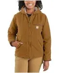 Carhartt Women's Loose Fit Washed Duck Sherpa Lined Jacket, Brown