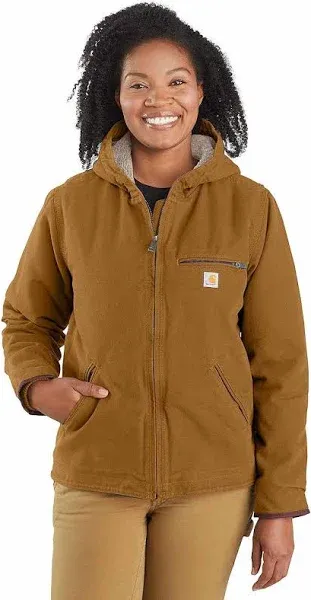 Carhartt Women's Washed Duck Sherpa-Lined Jacket, Taupe Gray