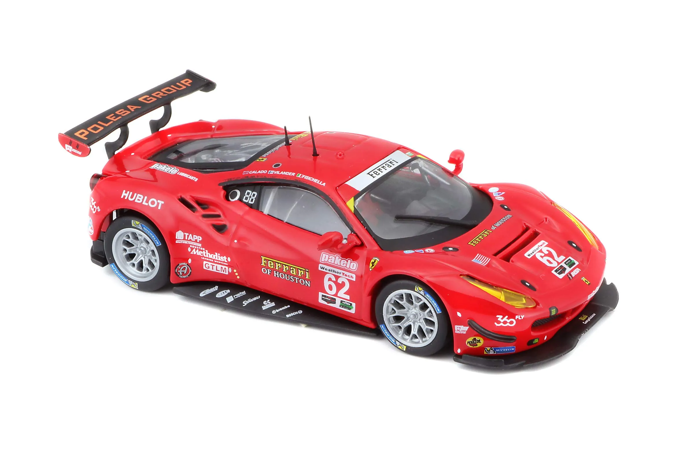 Bburago 1:43 For Ferrari 488 GTE 2017 Acrylic Gift Box Static Die Cast Vehicles Collectible Model Car Toys