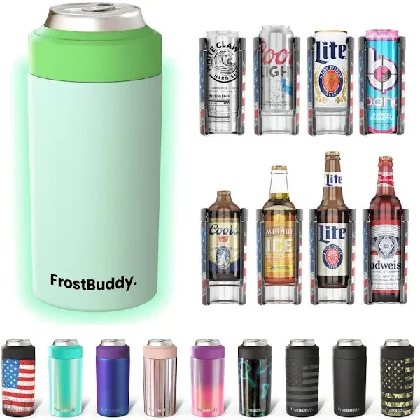 NEW Frost Buddy​ Universal 2.0 Insulated Beach Buddy Can Cooler Blue Yellow Holo