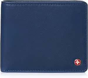 Alpine Swiss RFID Mathias Mens Wallet Deluxe Capacity Passcase Bifold With Divided Bill Section Camden Collection Comes in a Gift Box