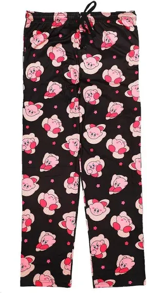 Kirby Character Print Men's Black Sleep Pajama Pants