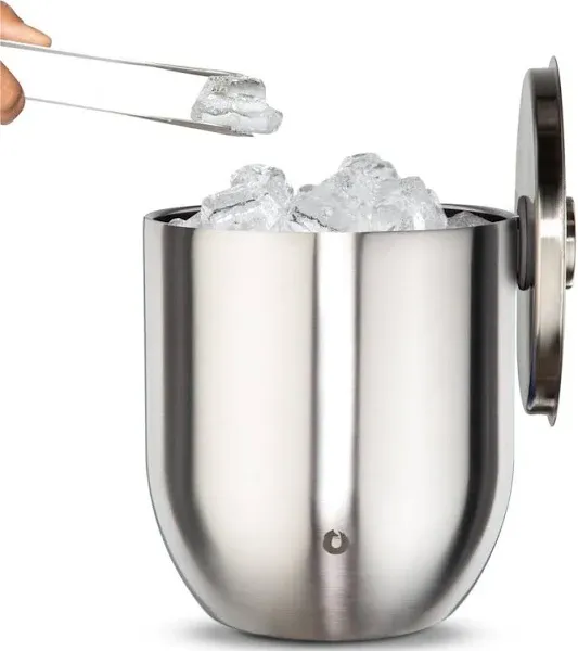 Snowfox Stainless Steel Ice Bucket with Lid and Tongs