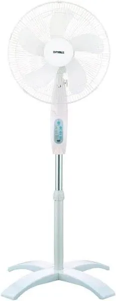 Optimus F-1760 16 in. Wave Oscillating 3-Speed Stand Fan with Remote Control, White