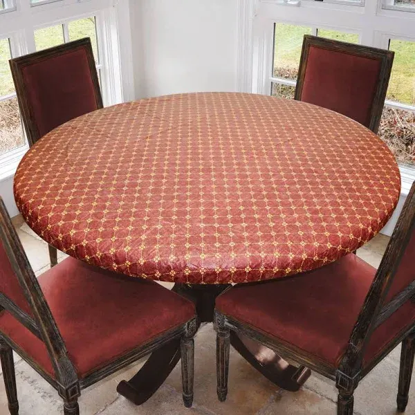 Deluxe Elastic Edged Flannel Backed Vinyl Fitted Table Cover - Basketweave (G...